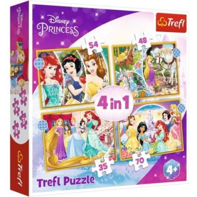 Trefl Disney Hercegnők: Boldog nap 4 az 1-ben 70-54-48-35db-os puzzle (34385)