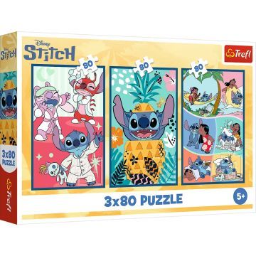 Trefl: Stitch világa - 3 x 80 darabos puzzle