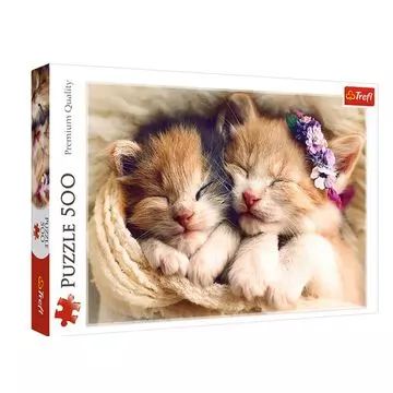 Trefl: Alvó cicák virággal puzzle - 500 darabos