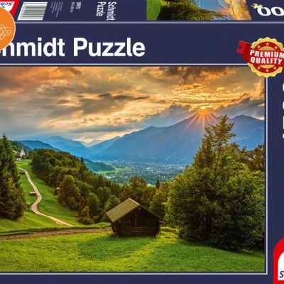 Schmidt Sunset over the mountain village of Wamberg (58970)